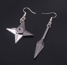 Load image into Gallery viewer, Naruto Dagger and Ninja Star Contrast Earrings
